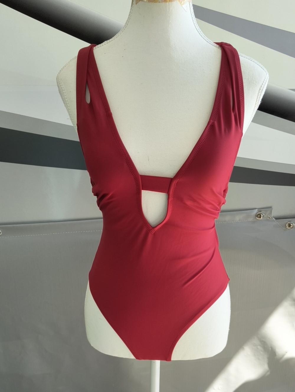 Cupshe Deep V One-Piece Swimsuit in Wine Red, XS, NWOT